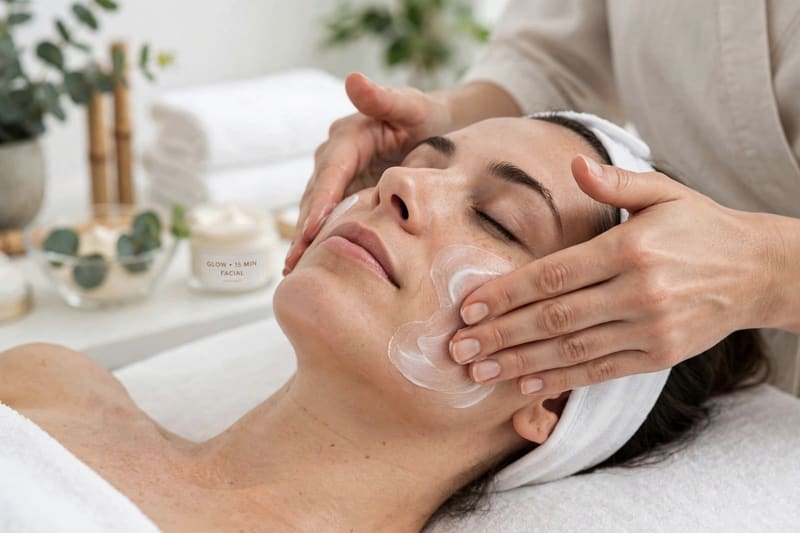 A short glow facial worked into the skin by hand